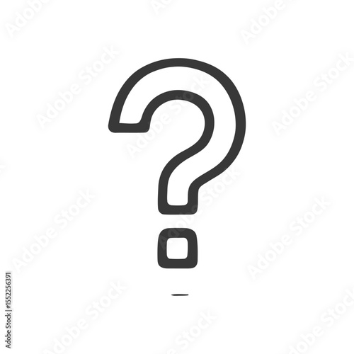 Bold Outline Question Mark on White Background, Simple Design