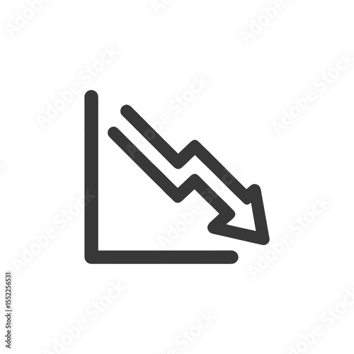 Declining Graph Icon: Downward Trend, Business Loss, Economic Recession Symbol