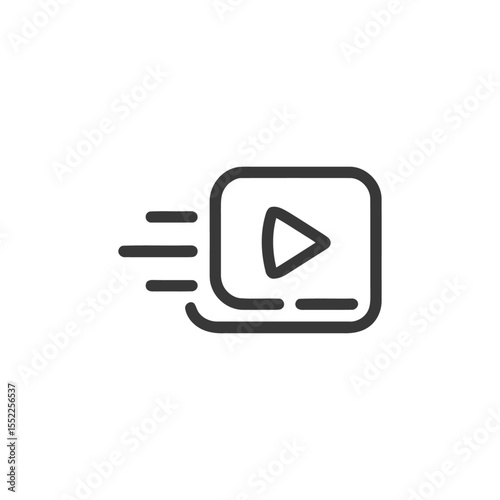 Dynamic Streaming Icon: Fast Playback with Motion Trails on White