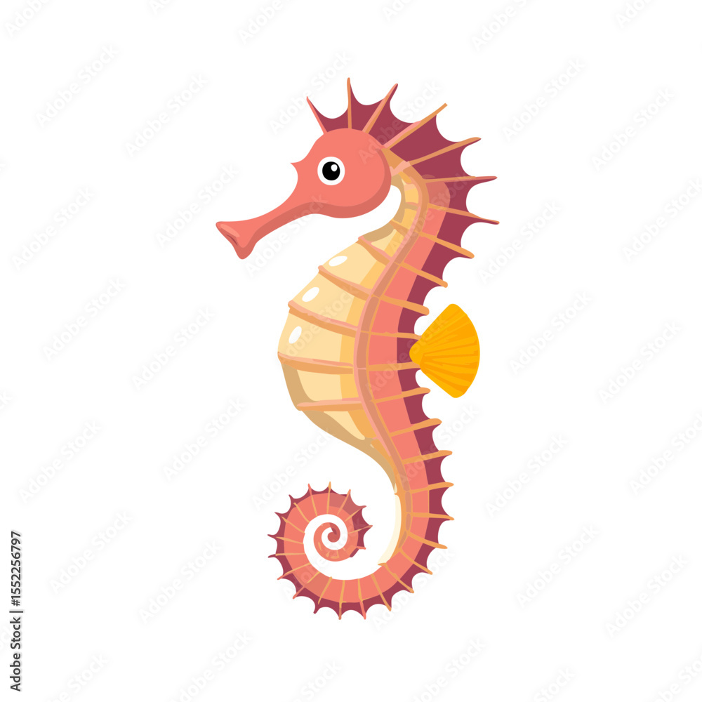 Fototapeta premium A detailed and vibrant illustration of a seahorse, capturing the intricate details of its unique form
