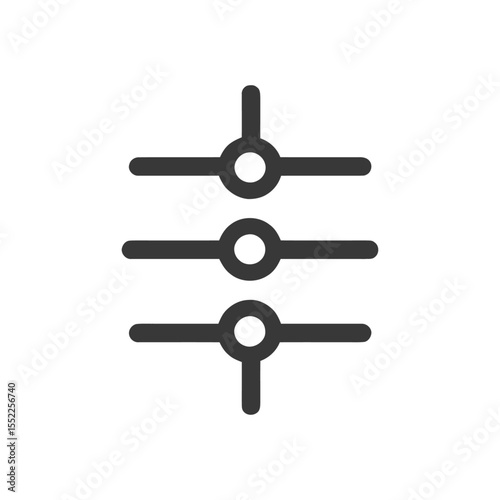 Graphic Equalizer Icon: Minimalist Design with Horizontal Bars and Circles