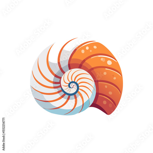 A close-up illustration of a nautilus shell with vibrant colors, showcasing its intricate spiral structure