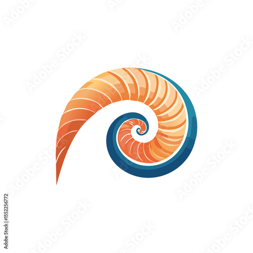 Abstract spiral nautilus shell illustration. The nautilus shell design features a spiral shape with a gradient of colors, creating a visually appealing and artistic representation
