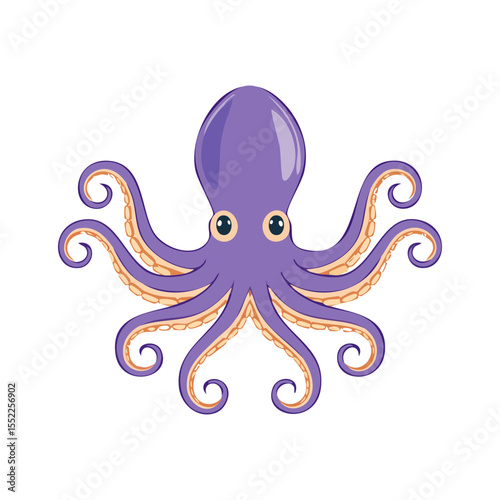 A stunning illustration of a captivating octopus featuring vibrant purple and elegant tentacles, set against an isolated background. 