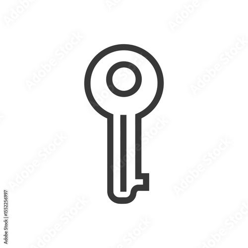 Minimalist Key Icon: Bold Outline on White Background, Security Symbol
