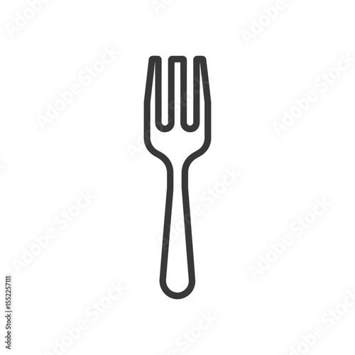 Minimalist Fork Icon: Clean Line Art on White Background