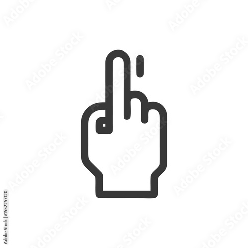 Middle Finger Gesture Icon: Bold Outline, Minimalist Design, Symbolic Expression