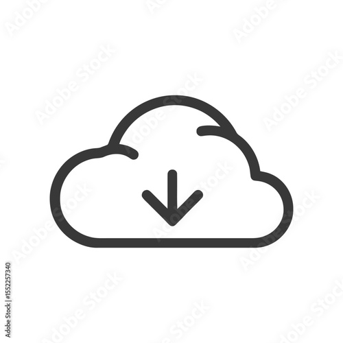 Cloud Download Icon: Simple Black Outline on White Background