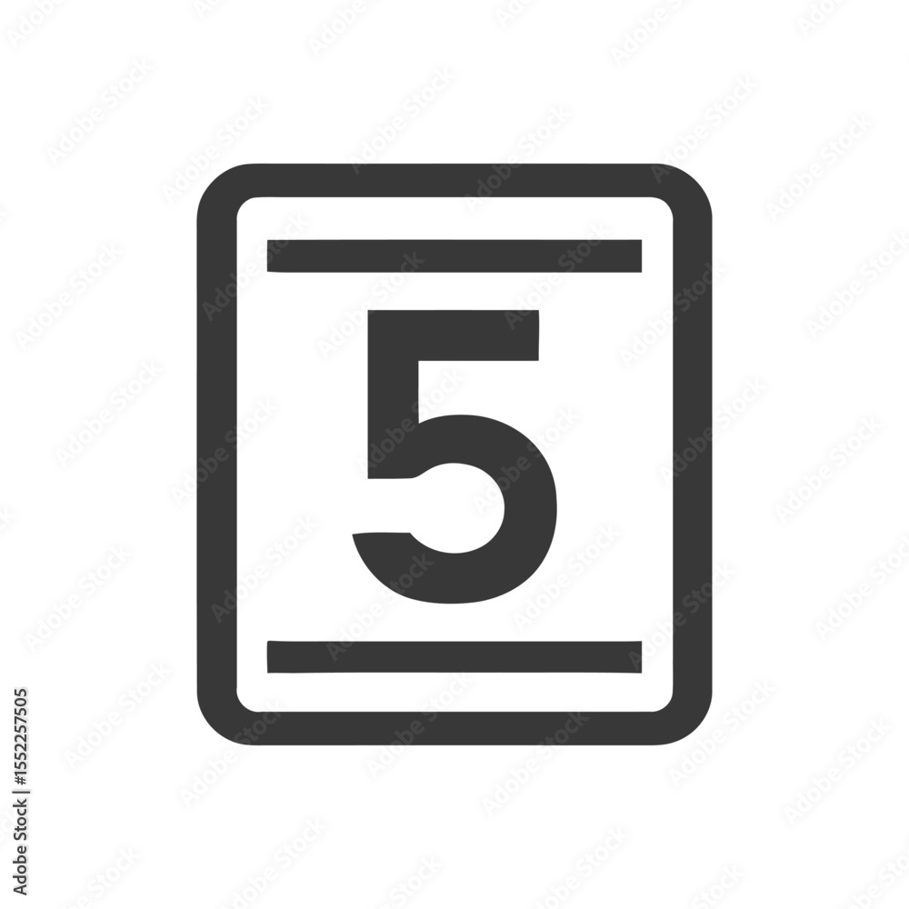 Bold Number Five Icon in a Rounded Square Frame Bold Number Five Icon in a Rounded Square Frame