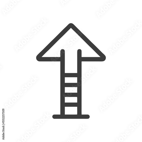 Minimalist Arrow Icon with Ladder Steps, Upward Direction, Isolated on White