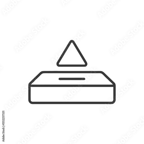 Minimalist Voting Box Icon with Triangle Symbol on White Background
