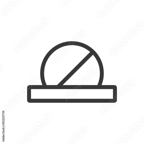 Simple Black and White Pill Icon with Line Detail on White Background