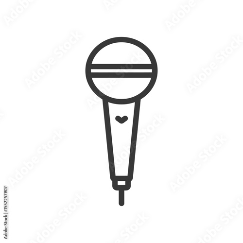 Minimalist Microphone Icon with Heart Detail on White Background