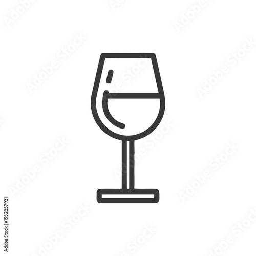 Minimalist Wine Glass Icon: Clean Line Art on White Background
