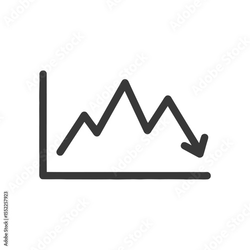 Hand-Drawn Graph Showing Downward Trend, Business Decline, Economic Recession