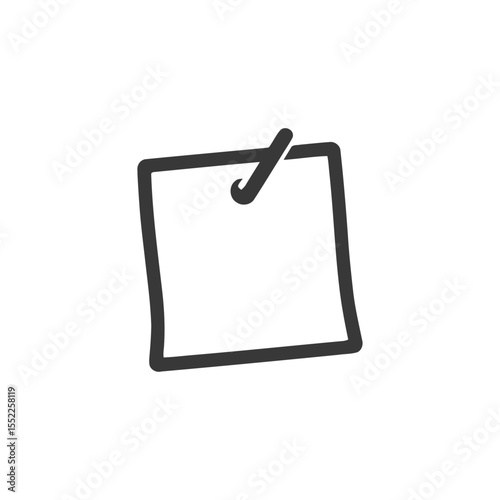 Simple Dark Gray Note with Clip Icon on White Background