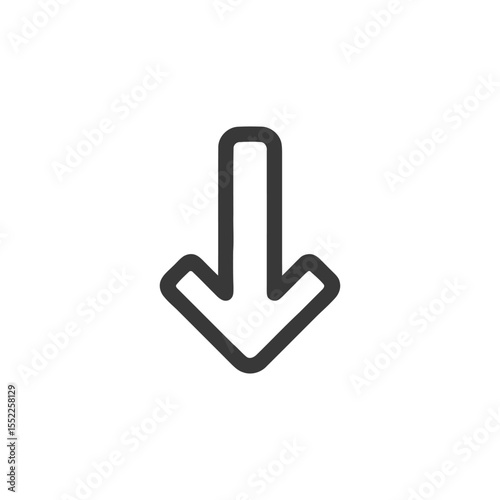 Bold Downward Arrow Icon with Rounded Edges on White Background