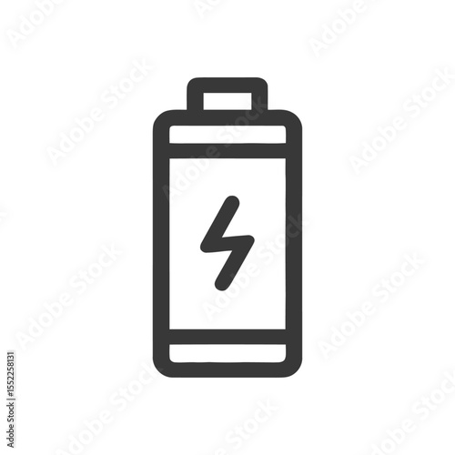 Battery Icon with Lightning Bolt, Energy Symbol, Minimalist Design