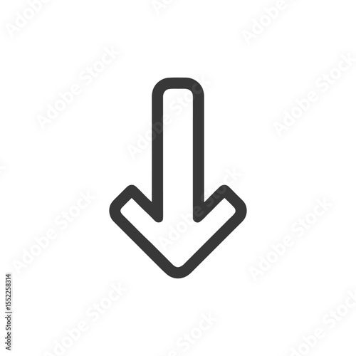 Bold Downward Arrow Icon: Simple, Clean Design on White Background