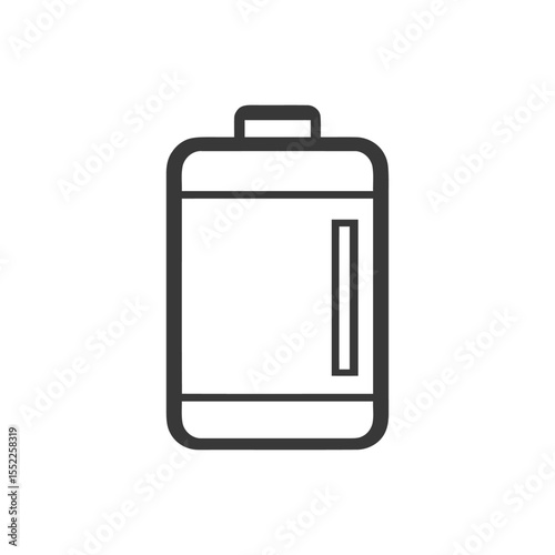 Minimalist Gray Outline Icon of a Portable Refrigerator on White Background