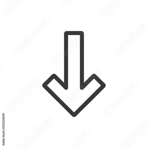 Bold Downward Arrow Icon: Simple, Modern Design on White Background