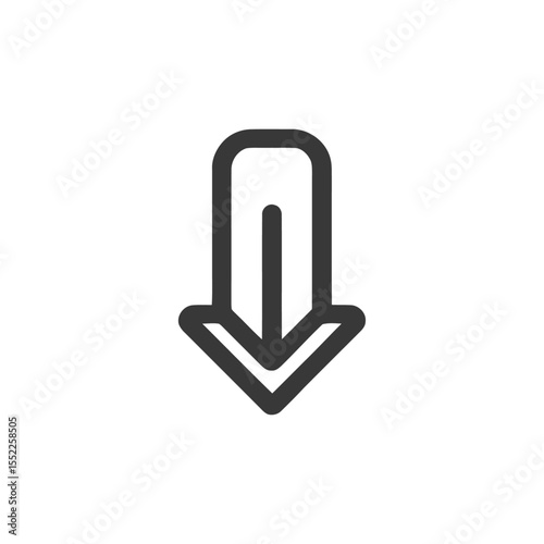 Bold Downward Arrow Icon: Simple, Modern Navigation Symbol on White Background