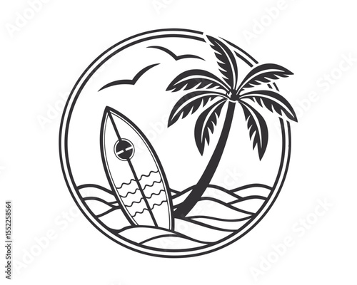 Surfboards and Palm Trees Graphic Design