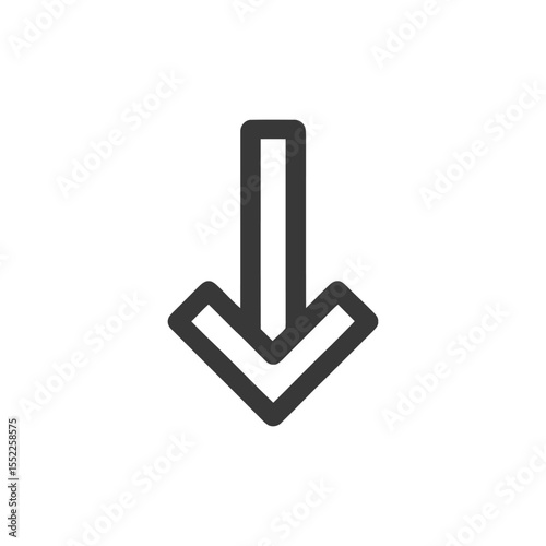 Bold Downward Arrow Icon: Simple Graphic, Directional Symbol on White