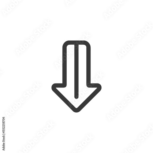 Bold Downward Arrow Icon on White Background, Simple Graphic Design