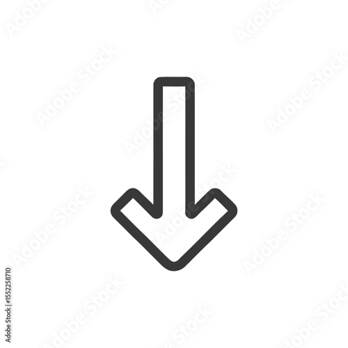 Bold Down Arrow Icon: Simple, Clean Design on White Background