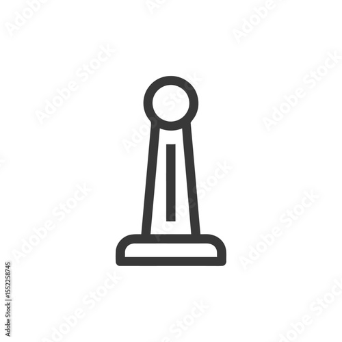 Minimalist Chess Pawn Icon: Bold Outline on White Background
