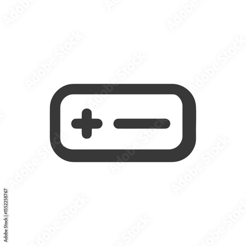 Dark Gray Plus Minus Icon in Rounded Rectangle on White Background