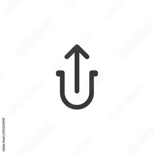 Minimalist Upload Icon: Arrow Ascending from U-Shape on White Background