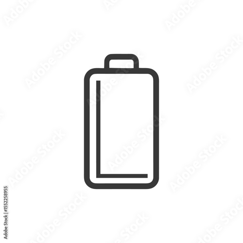 Minimalist Battery Icon: Empty Charge Indicator on White Background