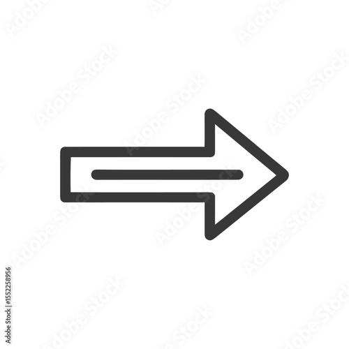 Bold Right Arrow Icon: Simple, Modern Design on White Background