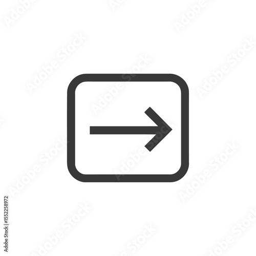 Simple Right Arrow in Rounded Square Frame, Minimalist Design