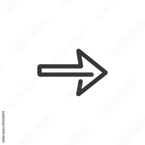 Bold Arrow Icon Pointing Right, Directional Symbol on White Background
