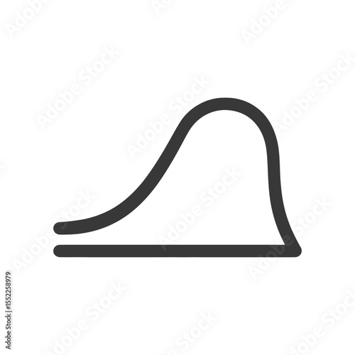 Bell Curve Outline: Statistical Distribution Graphic in Dark Gray on White Background