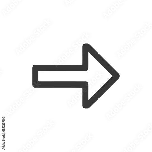 Bold Right Arrow Icon: Simple, Modern Navigation Symbol on White