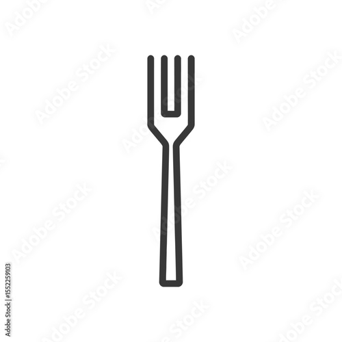 Minimalist Fork Icon: Clean Line Art on White Background