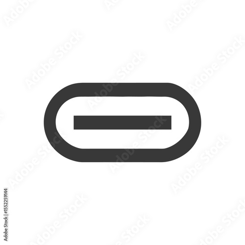 Minimalist Minus Icon: Bold, Rounded Rectangle with Horizontal Line