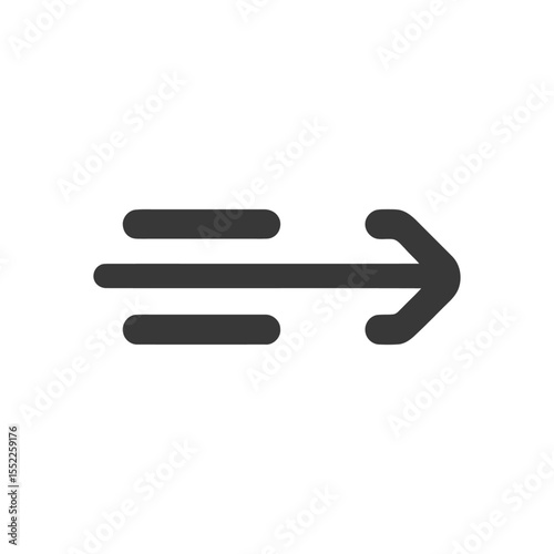 Forward Momentum: Stylized Arrow Icon with Speed Lines on White Background