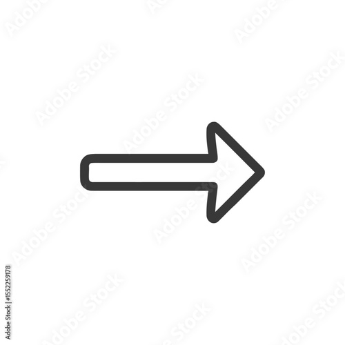 Simple Dark Gray Arrow Pointing Right on White Background