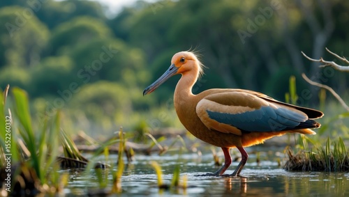 Greater Adjutant, Big Bird in Nature with Empty Copy Space for Text