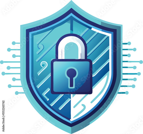 Lock and key padlock icon on blue background representing security and protection