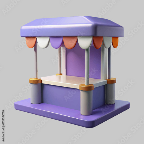 Cute purple market stall with orange awning, a delightful design for shops, stores or stands and creative concepts.