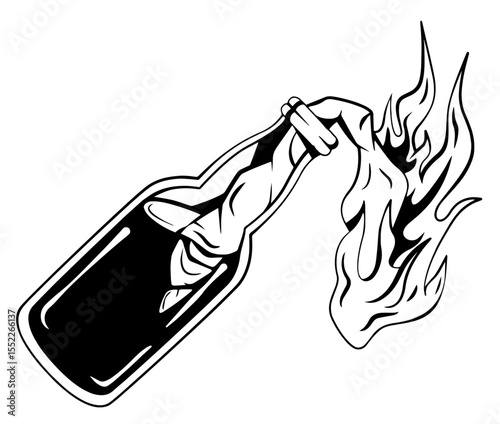 Molotov Cocktail with Burning Rag –Protest, Rebellion, Street Conflict, Guerrilla Resistance, and Symbolic Violence in Political or Social Crisis 