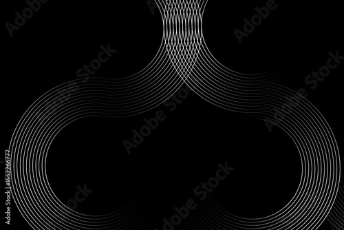 Abstract black and white background with creative line patterns, geometric designs, and flowing light curves