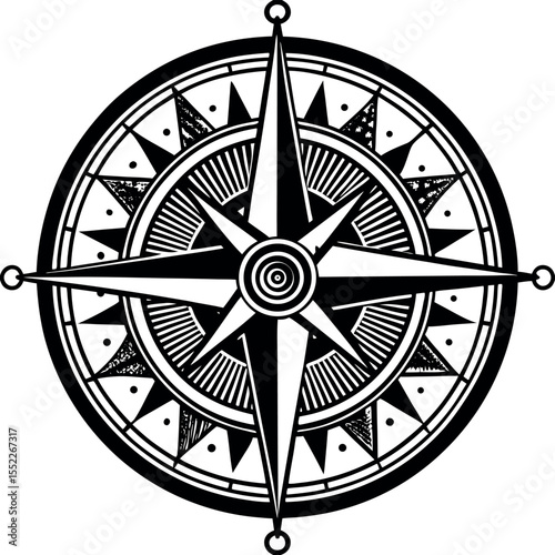 Stylized compass design featuring intricate details and a bold center point showcasing cardinal directions Generative AI