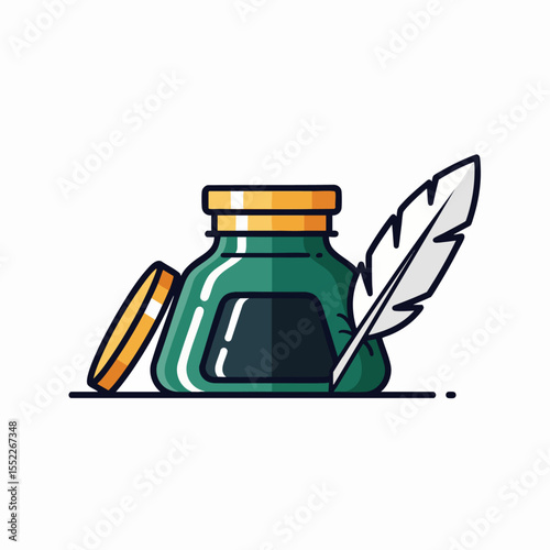 Calligraphy inkwell vector illustration